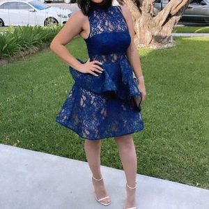 Gorgeous lace navy lace Tarik ediz couture dress